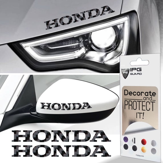 IPG Compatible with Honda Logo Letter 6" Vinyl Decal Sticker (2 Units) Carbon Fiber Cover Wrap Skin Do it Yourself Stickers Set Personalize Your Vehicle (Black Carbon Fiber)