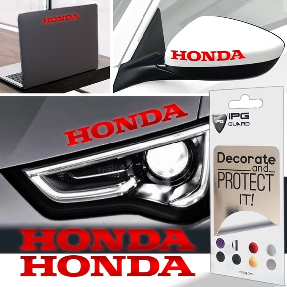 IPG Compatible with Honda Logo Letter 6" Vinyl Decal Sticker (2 Units) Carbon Fiber Cover Wrap Skin Do it Yourself Stickers Set Personalize Your Vehicle (Reflective Series Red)