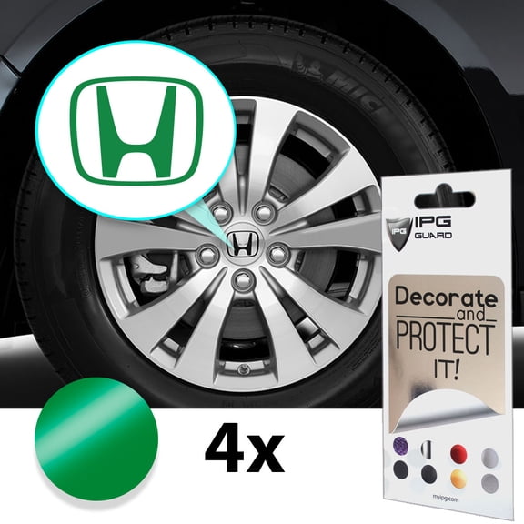 IPG Compatible with S2000 Pilot CRZ OEM Logo Center Cap Overlay Wheel Tire Decals Stickers (Logo: 2.5" / Center Cap:3")(4 Units) Carbon Fiber Cover Wrap Skin Your Vehicle (Gloss Green)