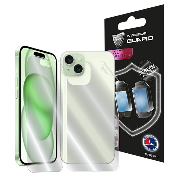 IPG Compatible with iPhone 15 PLUS FULL BODY Hydrogel Protector Invisible Touch Screen Sensitive Ultra HD Clear Film Anti Scratch Skin Guard - Smooth/Self-Healing/Bubble -Free Screen & Back