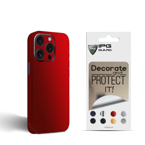 IPG Compatible with iPhone 15 Pro Decorative Carbon Fiber Vinyl Back and Sides Full Protection Anti Scratch Skin Guard - 3D Surface - Bubble -Free Easy to Install for 15 Pro (Red Pearl)