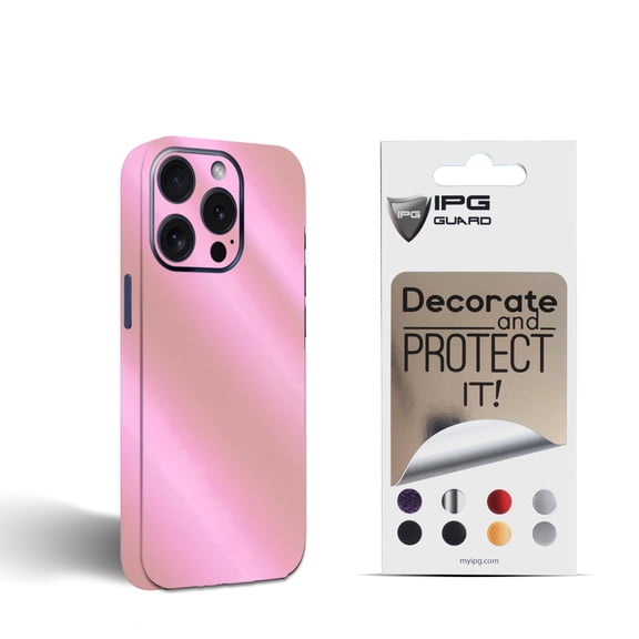 IPG Compatible with iPhone 15 Pro Max Decorative Carbon Fiber Vinyl Back and Sides Full Protection Anti Scratch Skin Guard - 3D Surface - Easy to Install for 15 Pro Max (Pink Pearl)