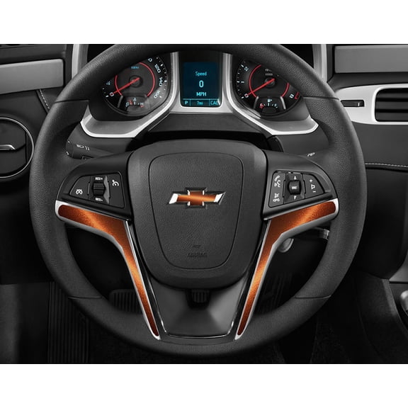 IPG Compatible with 2012-2015 Camaro Carbon Fiber Steering Wheel Accent Decal Cove Chevy Wrap Skin Do it Yourself kit 2 Units Set by IPG (Bronze)