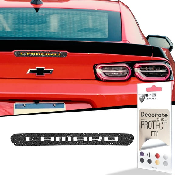 IPG Compatible with Camaro 2016-2024 3rd Brake Light Carbon Fiber Vinyl Decal Cover Chevy Wrap Skin Do it Yourself (Black - Glitter)