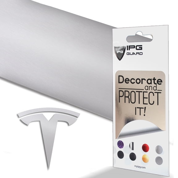IPG Compatible with Model 3 Decal Sticker (9 Logo Set) Overlay Stickers Do it Yourself Stickers Set Personalize Your Vehicle (Brushed Aluminum)