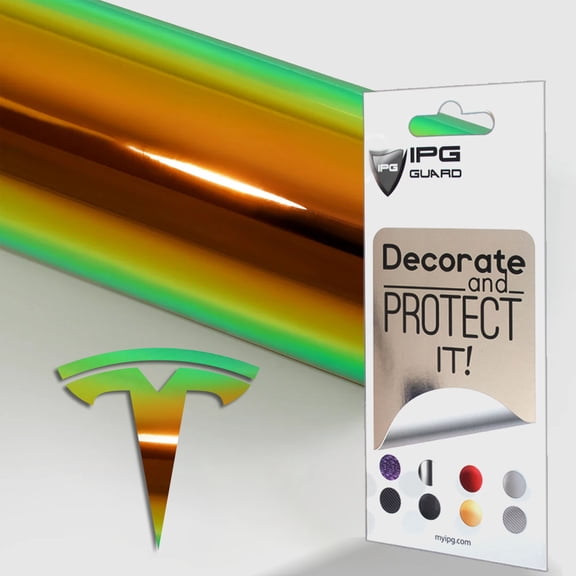 IPG Compatible with Model 3 Decal Sticker (9 Logo Set) Overlay Stickers Do it Yourself Stickers Set Personalize Your Vehicle (Mirror Green to Gold)