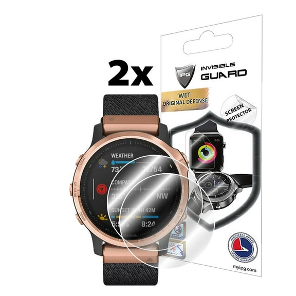 IPG For Garmin Fenix 6S / 6S Pro / 6S Sapphire Editions Watch Screen Protector (2 Units) Invisible Ultra HD Clear Film Anti Scratch Skin Guard - Smooth/Self-Healing/Bubble -Free