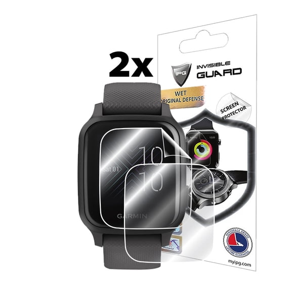 IPG for Garmin Venu Sq & Venu Sq Music Touchscreen Screen Protector (2 Units) Invisible Ultra HD Clear Film Anti Scratch Guard-Smooth/Self-Healing/Bubble -Free