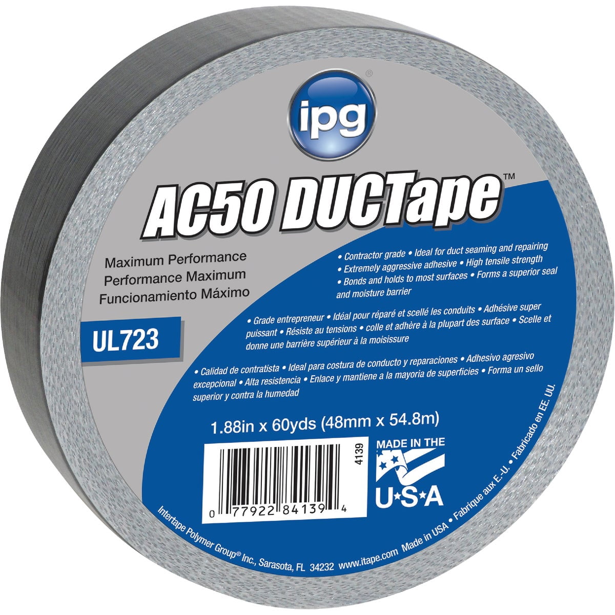 IPG 1.88 in. W X 60 yd L Silver Duct Tape