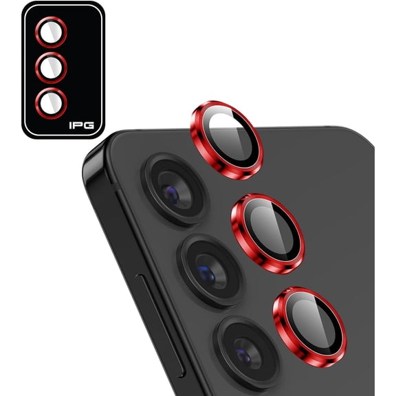 IPG ProLENS CD Aluminum Frame Camera Lens Protector for Samsung Galaxy S24 (Red), Alumina Silicate Tempered Class, HD Clarity, Scratch-Resistant, Individual Lens Cover