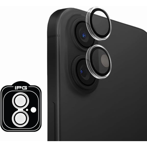 IPG ProLENS Clear Camera Lens Protector for iPhone 16/16 Plus, Alumina Silicate Tempered Class , HD Clarity, Individual Camera Lens Cover with Transparent Ring