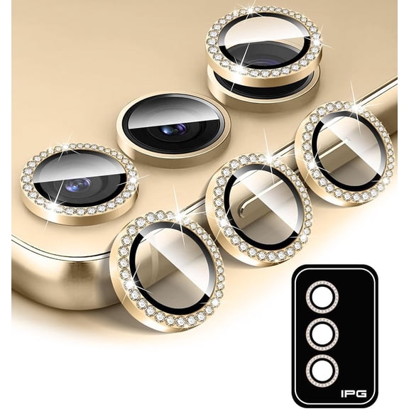 IPG ProLENS Diamond FRAME Camera Lens Protector for Samsung Galaxy S25 / S24 Plus (Gold) Alumina Silicate Tempered Class, HD Clarity, Scratch-Resistant, Individual Lens Cover