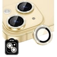 thumbnail image 1 of IPG ProLENS Diamond Frame Rhinestones Bling Camera Lens Protector for iPhone 15-15 Plus (Gold) Alumina Silicate Tempered Class, HD Clarity, Scratch-Resistant, Individual Lens Cover, 1 of 4