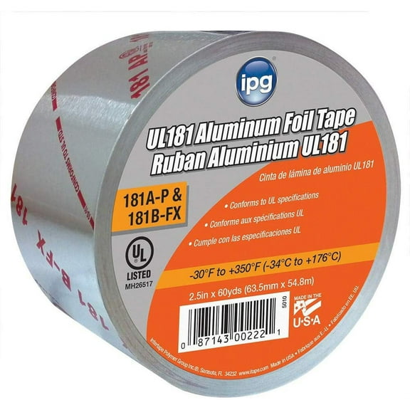 IPG UL181 Aluminum Foil Tape, 2.5" x 60 yd, Single Roll