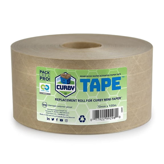 IPG Water Activated Tape, 2.83" x 100M Refill Roll Single Roll