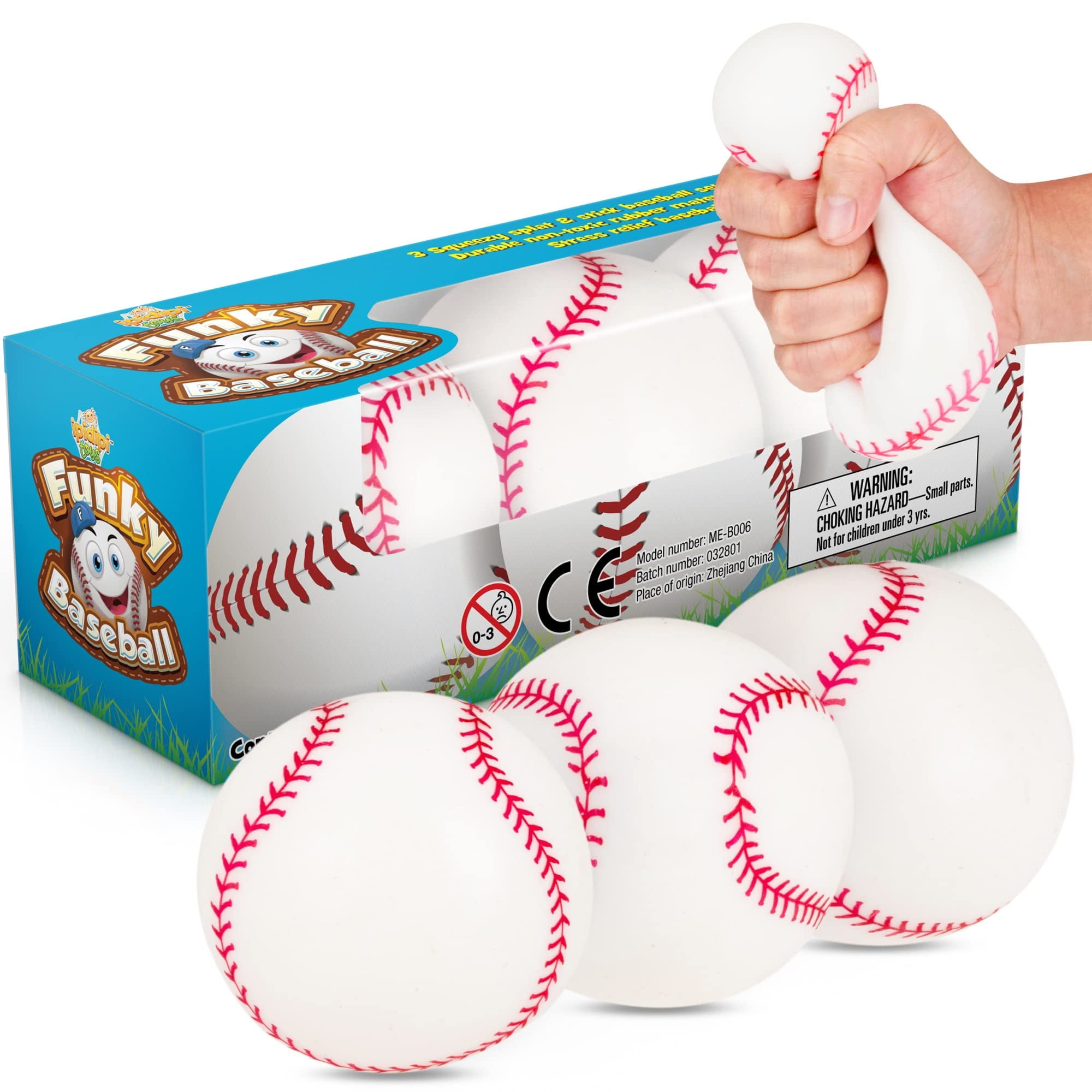 IPIDIPI TOYS Baseballs Pull, Stretch & Squeeze Stress Balls - 3 Pack ...