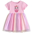 thumbnail image 1 of IPIO Girls Donut Unicorn Dress, Pastel Rainbow Tulle Dress with Cute Animal Print, Short Sleeve Birthday Party Outfit, 1 of 6