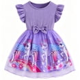 thumbnail image 1 of IPIO Girls Purple Unicorn Tulle Dress, Flutter Sleeve Bow Princess Dress for Birthday Party, 1 of 6