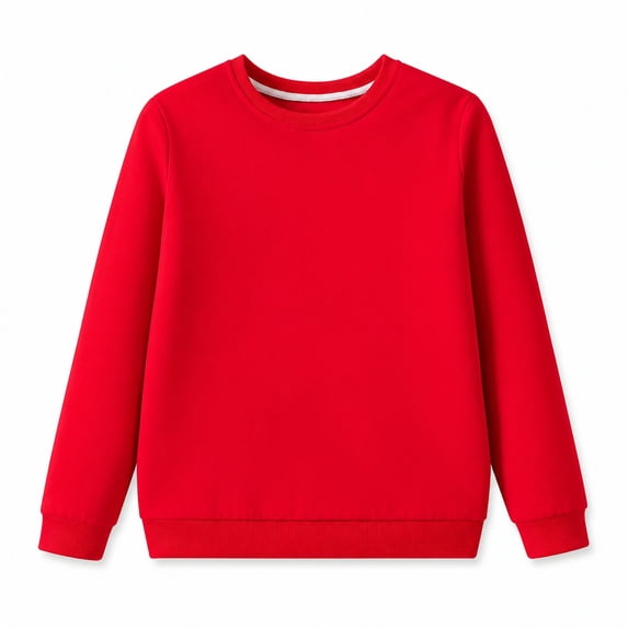 IPIO Little Kids Boys and Girls Cotton Crewneck Sweatshirt, Plain Pullover, Red, Size 110