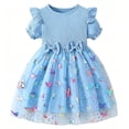 thumbnail image 1 of IPIO Toddler Girls Butterfly Mesh Dress, Princess Birthday Dress with Puff Sleeves for Summer Party, Everyday Wear 3-4 blue, 1 of 7
