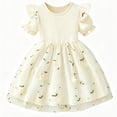 thumbnail image 1 of IPIO Toddler Girls Floral Tulle Party Dress with Puff Sleeves for Birthday Wedding Summer, size 6 beige, 1 of 7