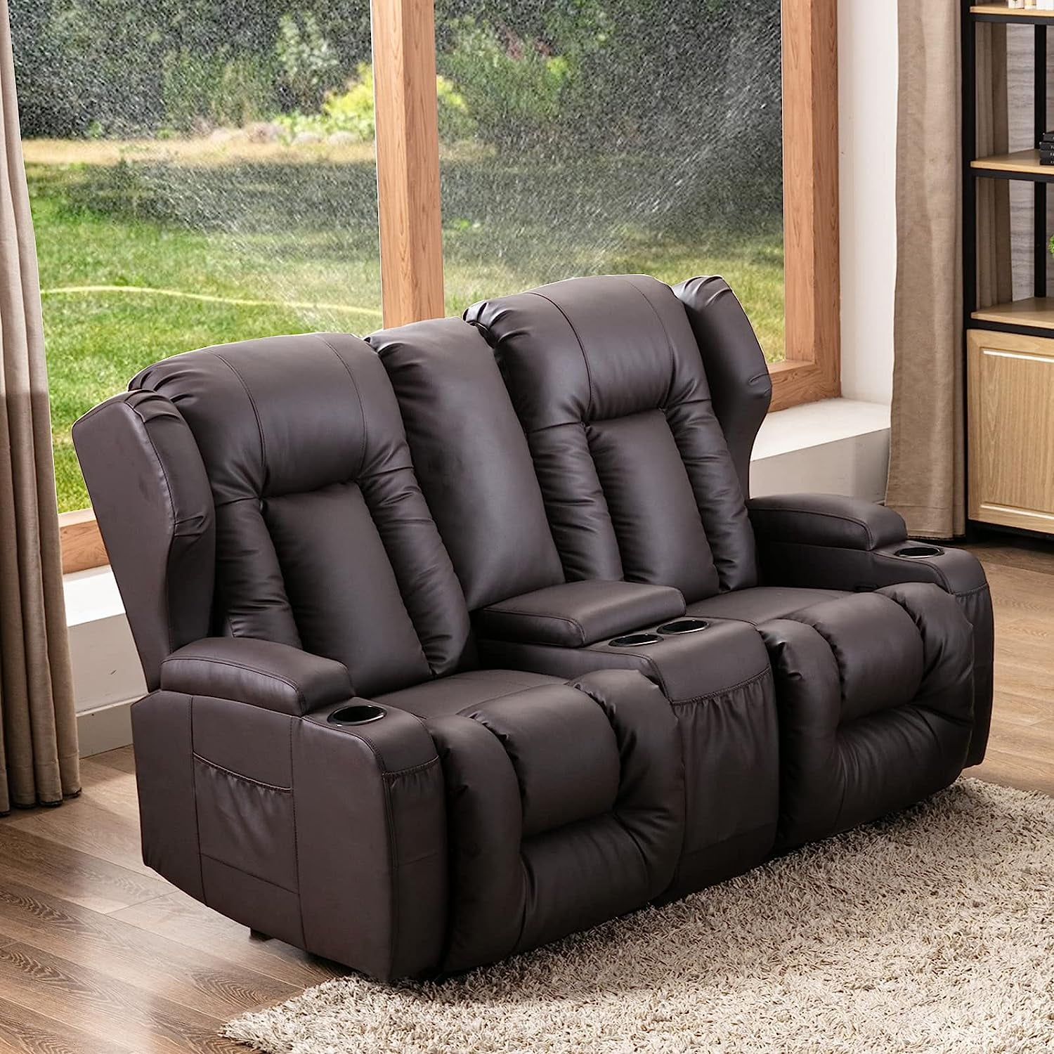 IPKIG 67" RV Loveseat Recliner Wall Hugger Double Recliner RV Sofa