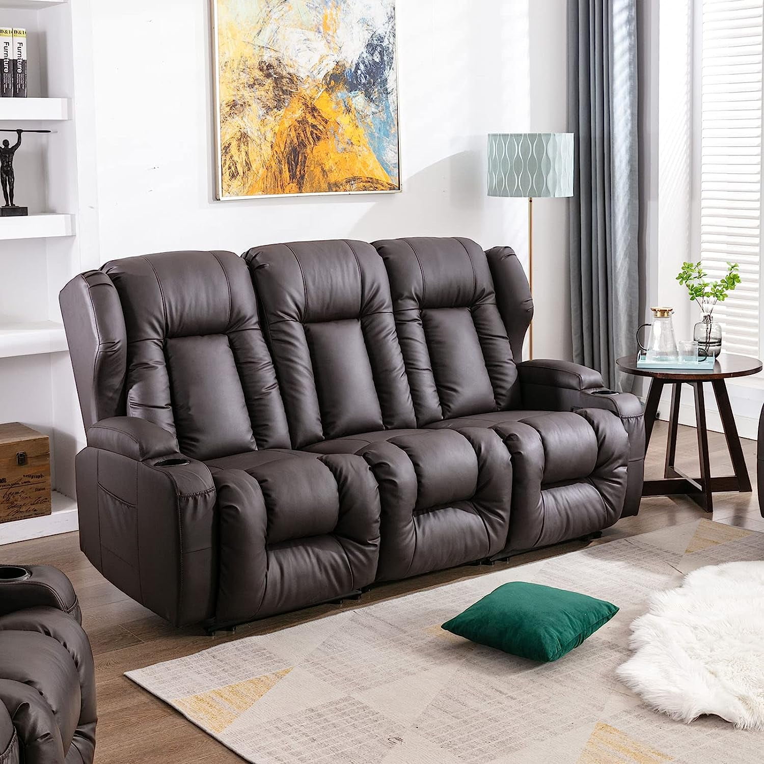 IPKIG 67" RV Loveseat Recliner Wall Hugger Double Recliner RV Sofa