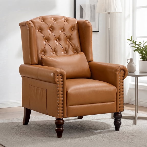 IPKIG Accent Chair, Button Tufted High Back Wingback Armchair with Wood Legs for Living Room
