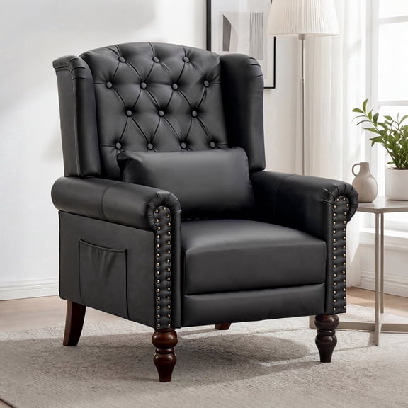 IPKIG Accent Chair, Button Tufted High Back Wingback Armchair with Wood Legs for Living Room