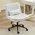 thumbnail image 1 of IPKIG Criss Cross Chair, Small Office Computer Desk Chair with Wheels and Lumbar Pillow, Comfy Adjustable Armless Vanity Rolling Swivel Task Chair (Pu Leather, Beige), 1 of 14