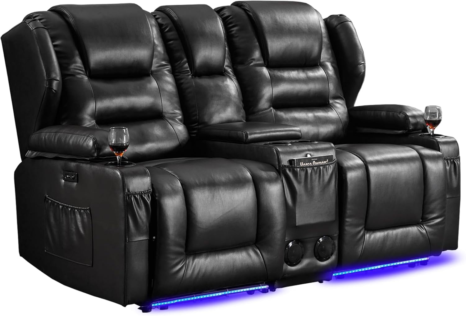 IPKIG Electric Home Theater Seating Power Recline Chair Loveseat RV Sofa with Console, 67
