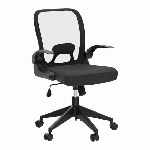 IPKIG Ergonomic Office Chair Mesh w/ Foldable Backrest, Mesh Home Office Computer Task Desk Chairs with Adjustable Arms & 360 Degree Universal Wheels (Black)