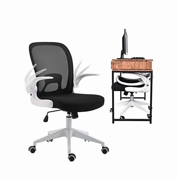 IPKIG Ergonomic Office Chair Mesh with Foldable Backrest, Mesh Home Office Computer Task Desk Chairs with Adjustable Arms & 360 Degree Universal Wheels (White)