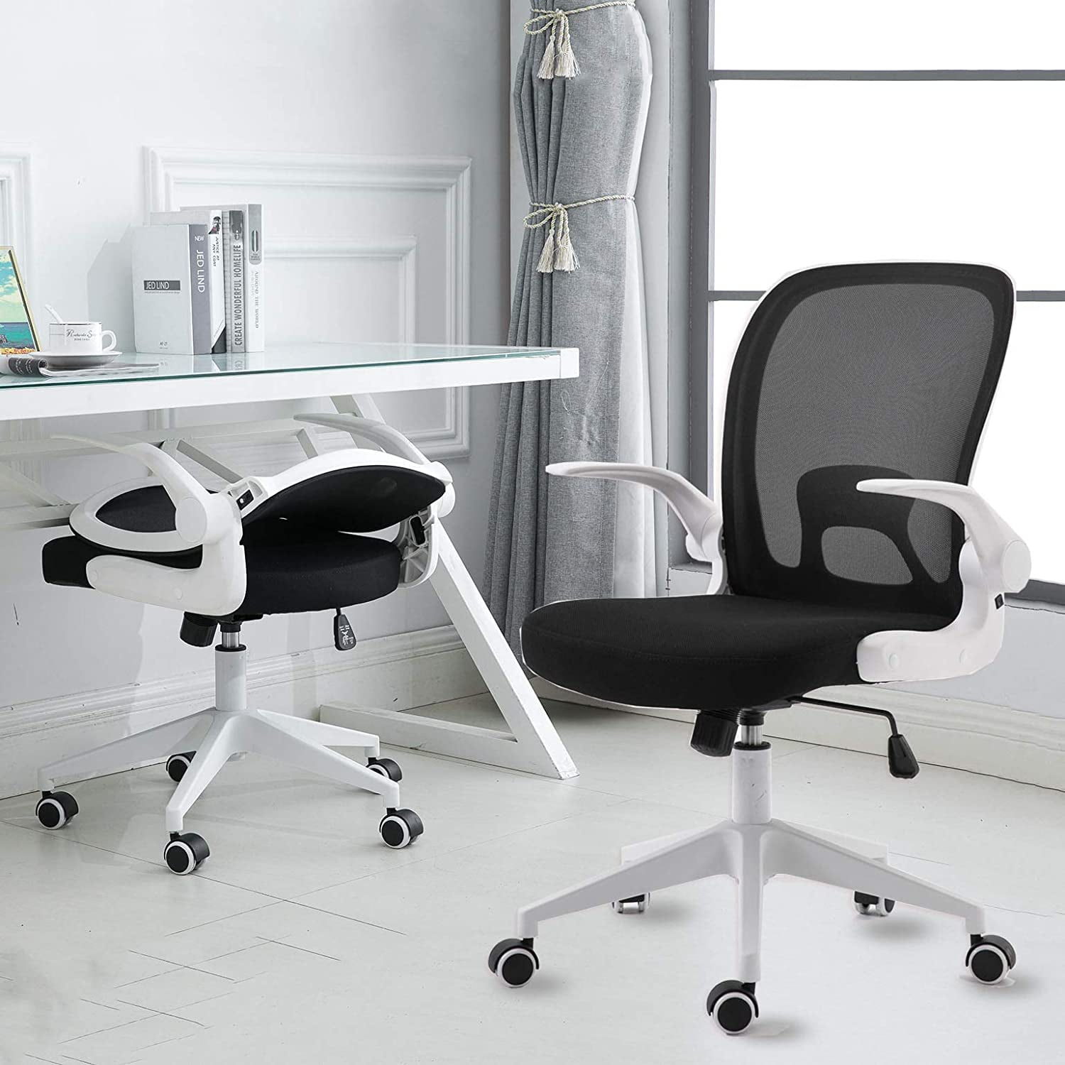 IPKIG Foldable Office Chair Home Office Desk Chairs with Wheels and
