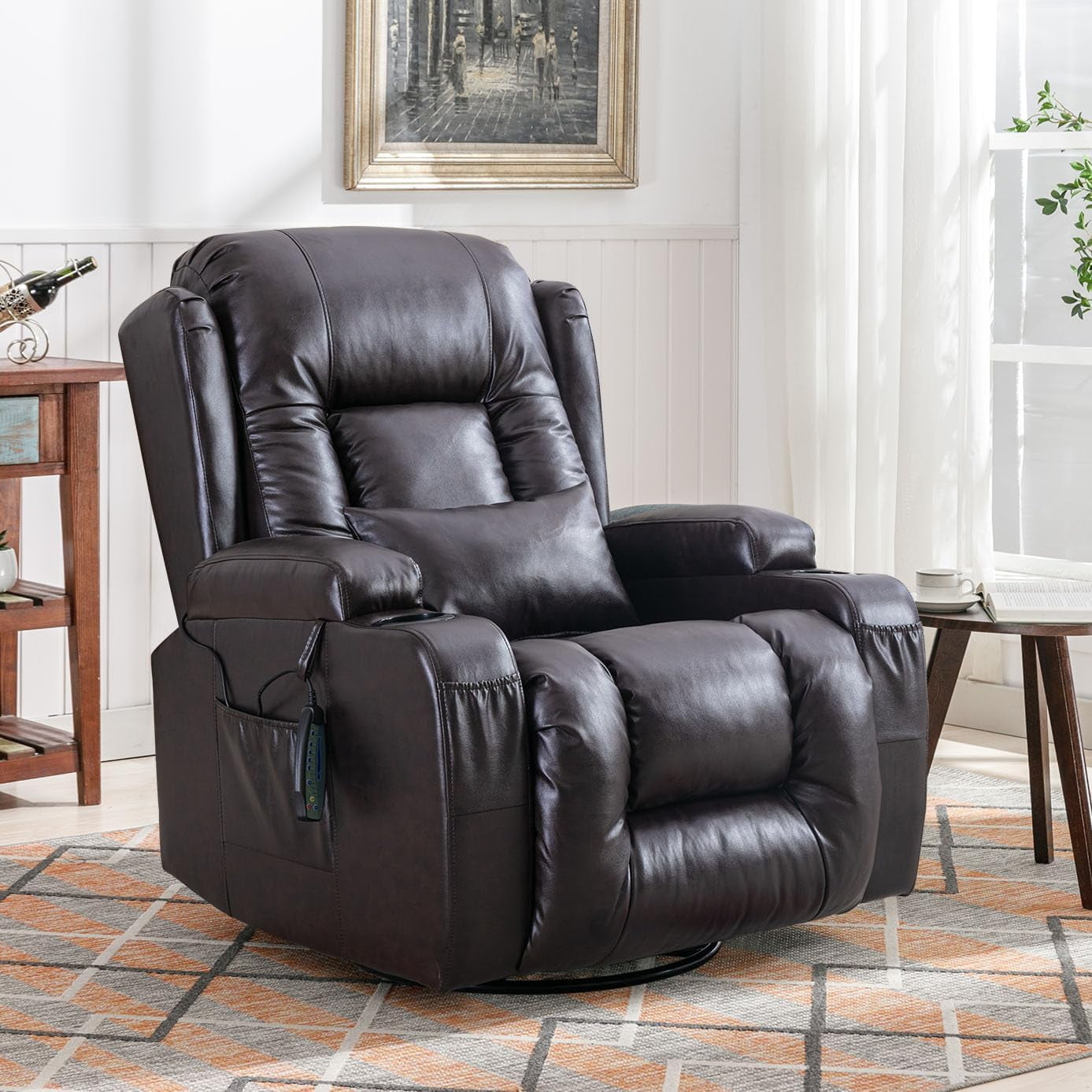 IPKIG Massage Recliner Swivel Rocker Chair with Heat Ergonomic, Manual
