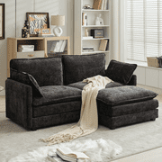 IPKIG 77.6 Modular Sectional Sofa, L Shaped Couch Set for Living Room Comfy Cloud Couch with Movable Ottoman, Extra Deep Seat Sofa Sleeper with Pillows