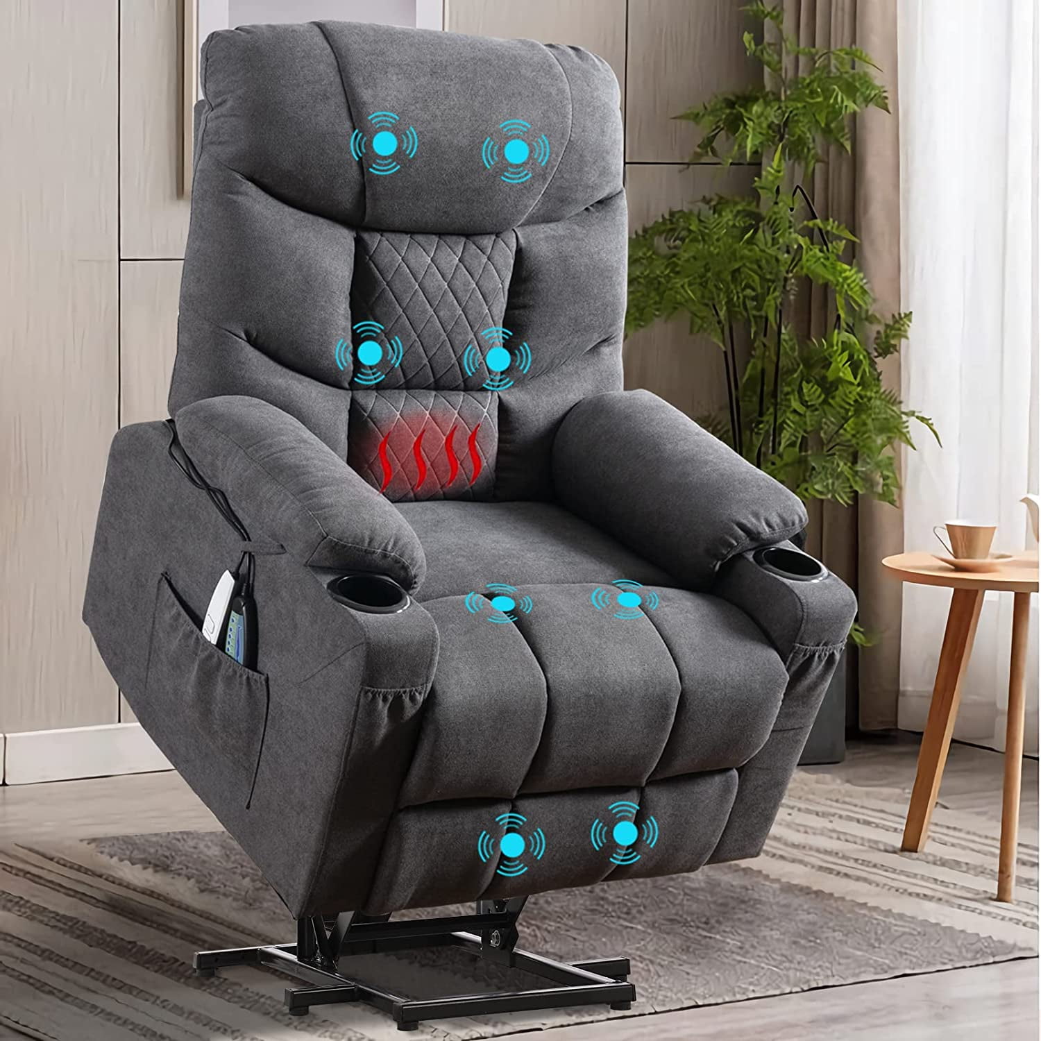 IPKIG Power Lift Recliner Chairs for Elderly with Massage Heating Leather Sleeper Chair Sofa Recliners for Living Room Comfy Home Theater Seat