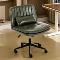 thumbnail image 1 of IPKIG Small Office Computer Desk Chair with Wheels and Lumbar Pillow, Comfy Adjustable Armlees Vanity Rolling Swivel Task Chair for Adult, Student, Home, Office, Make Up (PU Leather, Green), 1 of 14