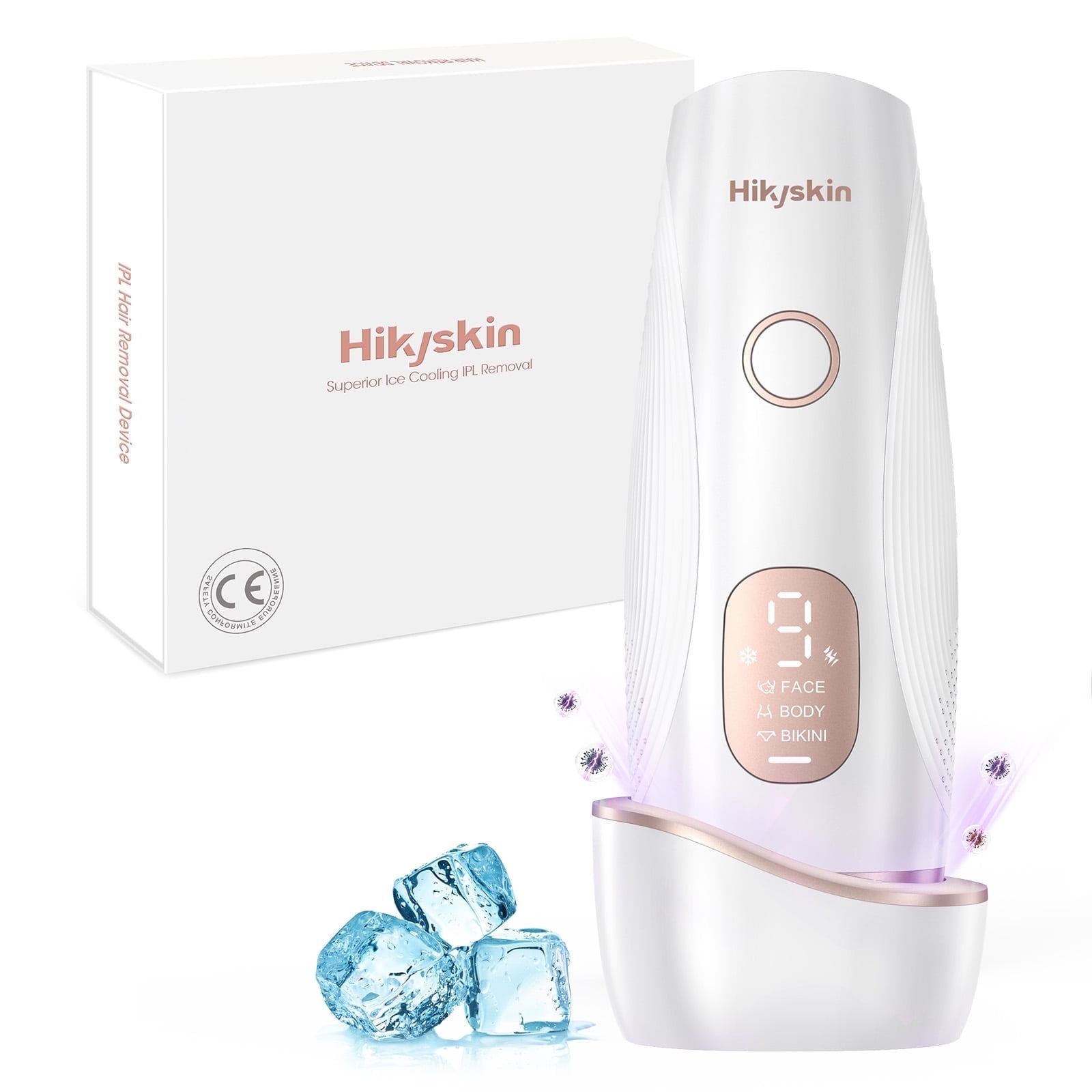 IPL Laser Hair Removal with Cleaning Lamp for Men and WomenHikyskin at Home Hair Removal Device with Ice-Cooling System for Face Back Leg Arm Bikini Line