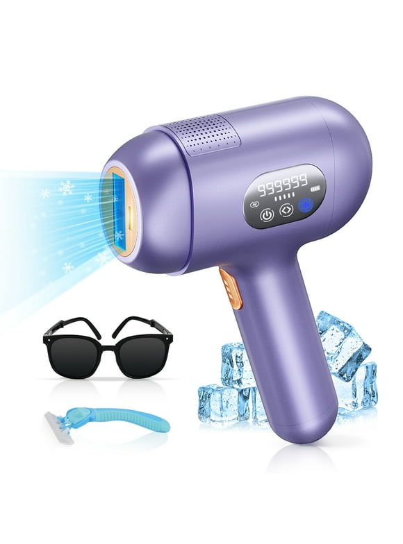 IPL Laser Hair Removal Device, Cordless Ice-Cooling Hair Remover, Painless & Permanent for Women and Men, 3 Weeks Faster Effect, at-Home Hair Removal for Face Body Armpit.