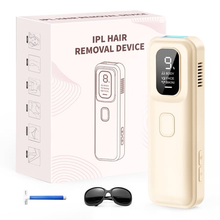 IPL Laser Hair Removal at Home - JOOYEE 9 Intelligent Energy Levels for Men Women,Painless Hair Remover Device for Body Face Bikini Area - Beige