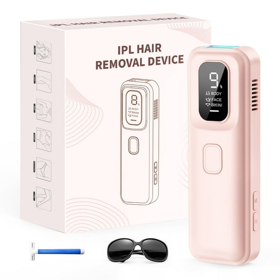 IPL Laser Hair Removal at Home - JOOYEE 9 Intelligent Energy Levels for Men Women,Painless Hair Remover Device for Body Face Bikini Area - Pink