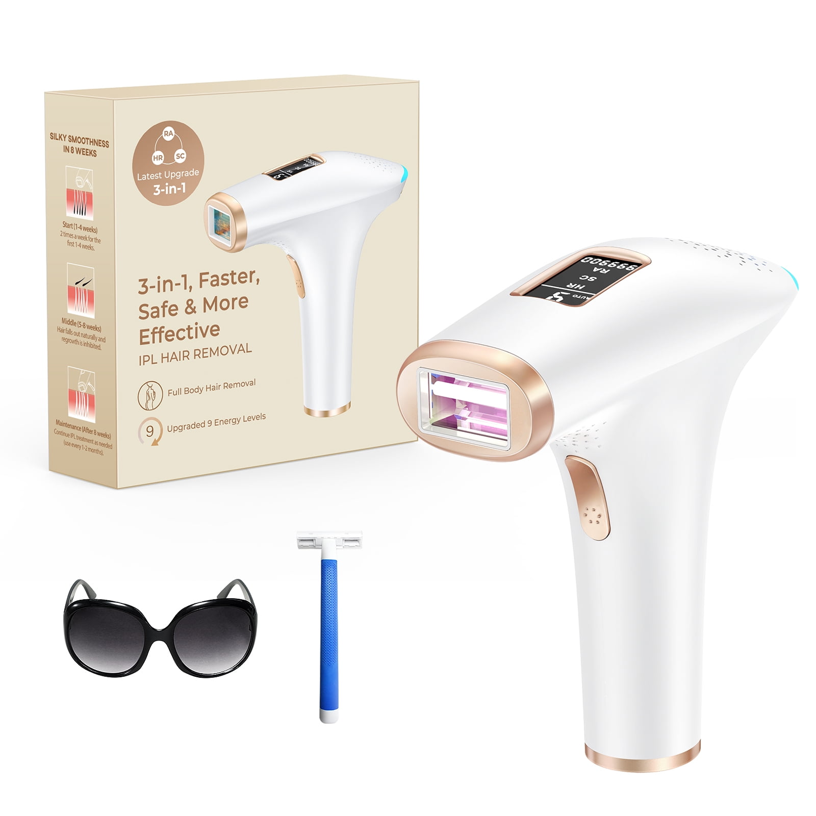 IPL Epilator, Permanent Hair Remover, 999900 Flashes Laser