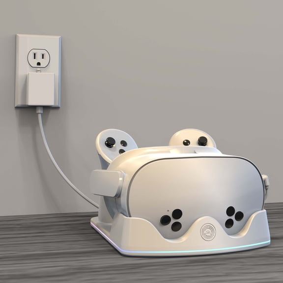 IPLAY All-in-One VR Headset Charging Station & Controller Storage Rack for Meta Quest 3S/Quest 3/Quest 2 - Universal Docking Station with LED Indicators, Anti-Slip Base, Space-Saving Organizer