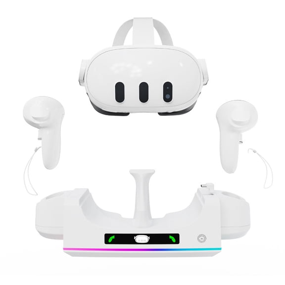 IPLAY Wall-Mounted Colorful Charging Dock for Meta Quest 3S & Quest 3 VR Controllers - Dual-Mode Installation, RGB Ambient Lighting, Fast Charging Station with LED Indicators