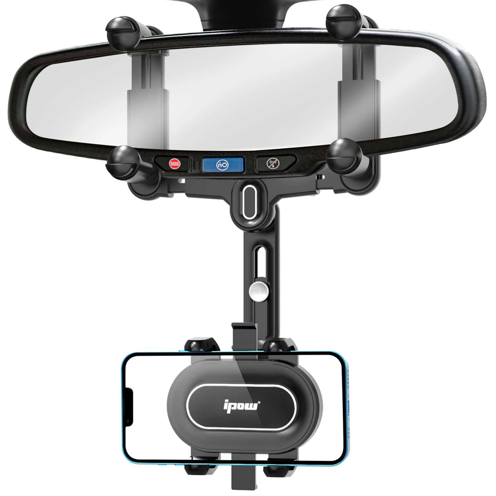 IPOW Large Rearview Mirror Phone Holder for Car and Retractable, 2023