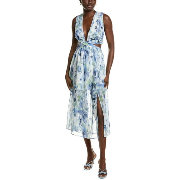 IPPONELLI womens  Cutout Waist Midi Dress, s, Blue