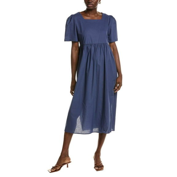 IPPONELLI womens  Shirred Midi Dress, m, Blue
