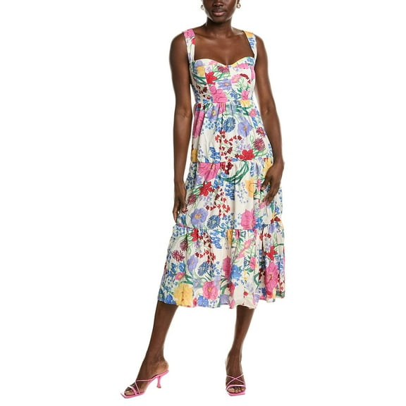 IPPONELLI womens  Tiered Midi Dress, l, White