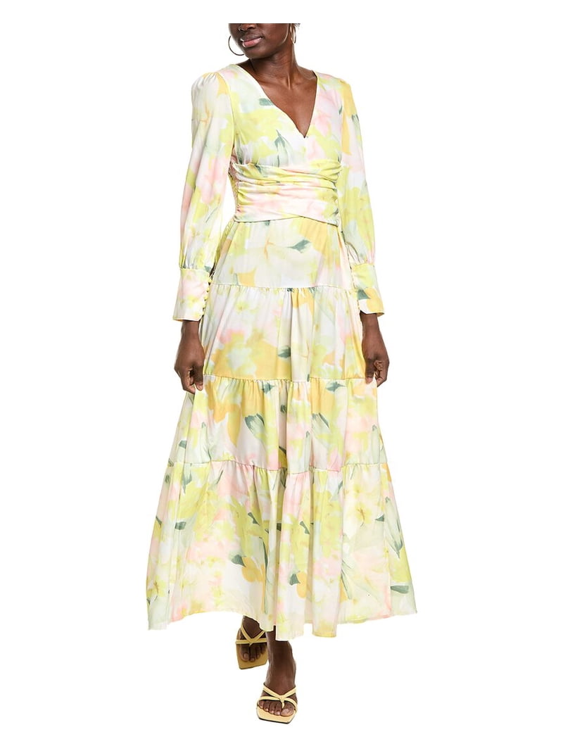 IPPONELLI womens Tiered Midi Dress, m, Yellow - Walmart.com